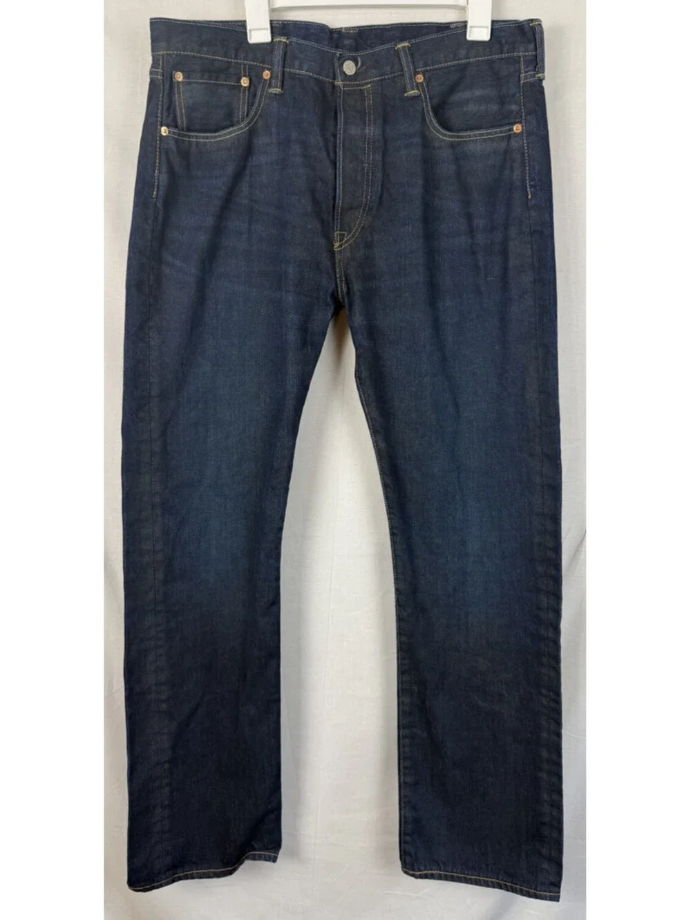 Levis 501 Jeans 38x34 Blue Regular Straight Dark Dirtwash Red Tab Denim